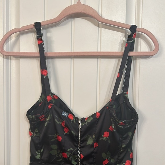 For Love and Lemons Love Song Dress Mini Dress Black Res Flowers Size XS - Picture 7 of 15